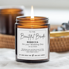 Hampers and Gifts to the UK - Send the Personalised Bride to Be Wedding Candle 